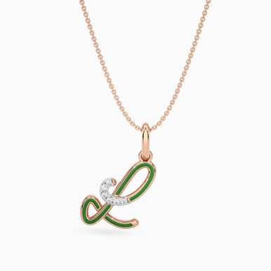 Letter L Diamond & Enamel Coated Pendant in 18K Gold - 31046110024