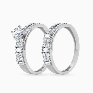 Cubic Zirconia Twin Rings in 18K Gold - 21039790088