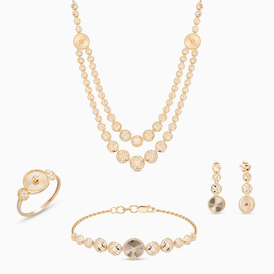 Sphere Cubic Zirconia Jewelry Set in 21K Gold - 12001890444
