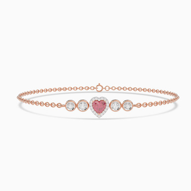 Heart Diamond Chain Bracelet in 18K Gold - SAB05486