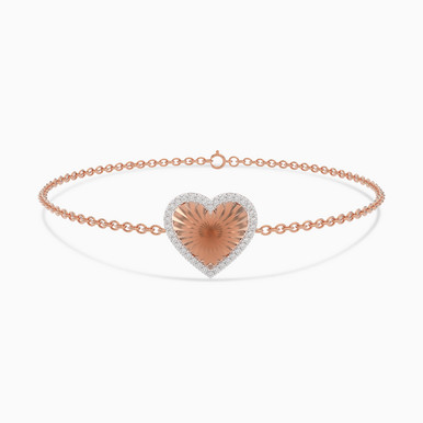 Heart Diamond Chain Bracelet in 18K Gold - SAB05487 Heart Diamond Chain Bracelet in 18K Gold - SAB05487