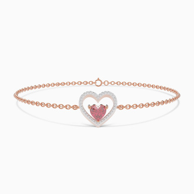 Heart Diamond Chain Bracelet in 18K Gold - SAB05490