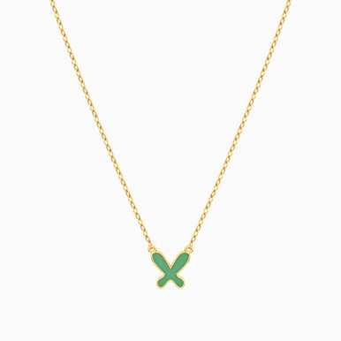 Kids Enamel Coated Butterfly Necklace in 18k Gold - 21046111050