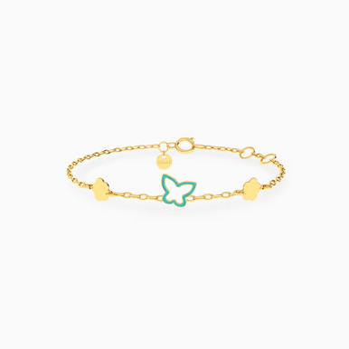 Kids Enamel Coated Butterfly Chain Bracelet in 18k Gold - 21047110271