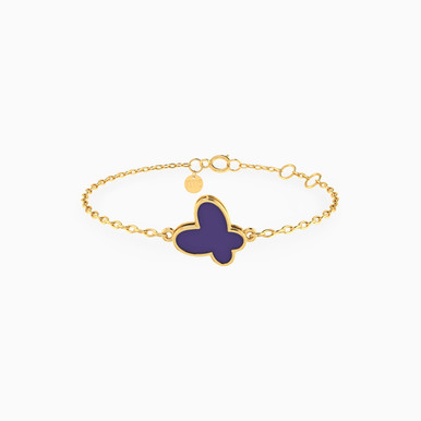 Kids Enamel Coated Butterfly Chain Bracelet in 18k Gold - 21047110273