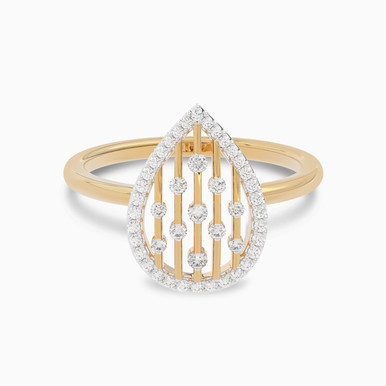 Pear Diamond Ring in 18K Gold - AJR06427
