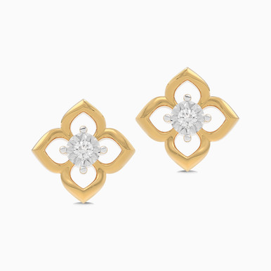 Flower Diamond Stud Earrings in 18K Gold - MSE00835