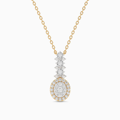 Oval Diamond Necklace in 18K Gold - ASP06369
