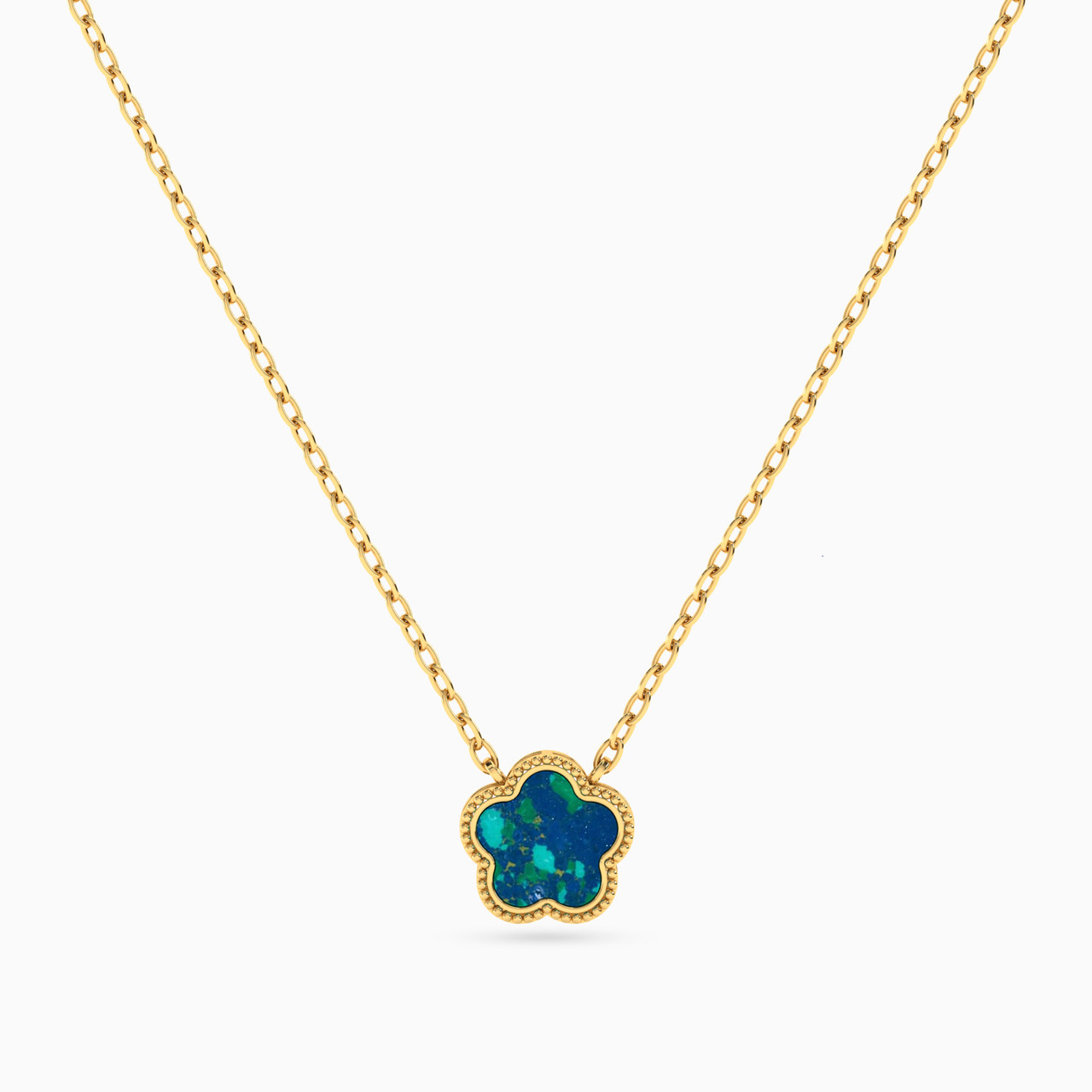 Kids Flower Colored Stones Necklace in 18K Gold