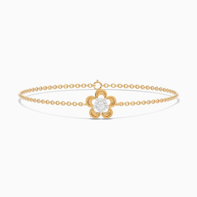 Flower Diamond Chain Bracelet In 18K Gold - MSB00834