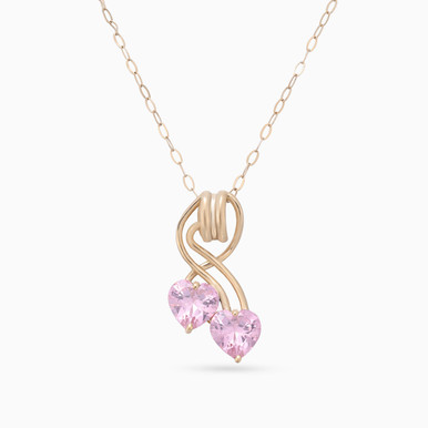 Heart Pink Stones Necklace in 18K Gold - 11046030005