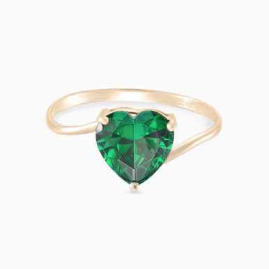 Heart Green Stone Ring in 18K Gold - 11048030008
