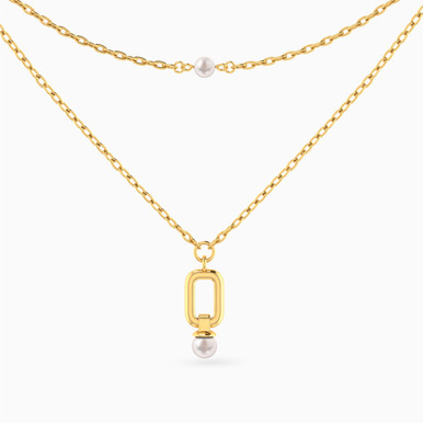 Layered Pearl Necklace in 18K Gold - 21046111159