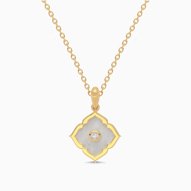 Star White Stone & Diamond Necklace In 18K Gold - SAP05690