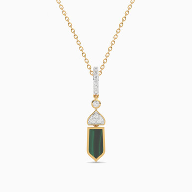 Green Stone & Diamond Necklace In 18K Gold - SAP05693A