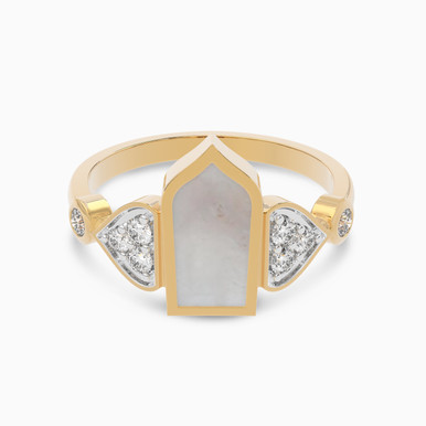 White Stone & Diamond Ring In 18K Gold - SAR05693 White Stone & Diamond Ring In 18K Gold - SAR05693