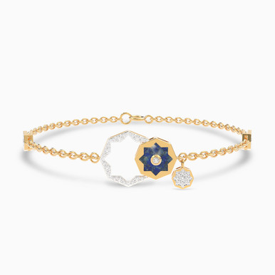 Star Blue Stone & Diamond Chain Bracelet In 18K Gold - SAB05691