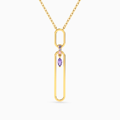 Oval Purple Stone Necklace in 18K Gold - 21046110879