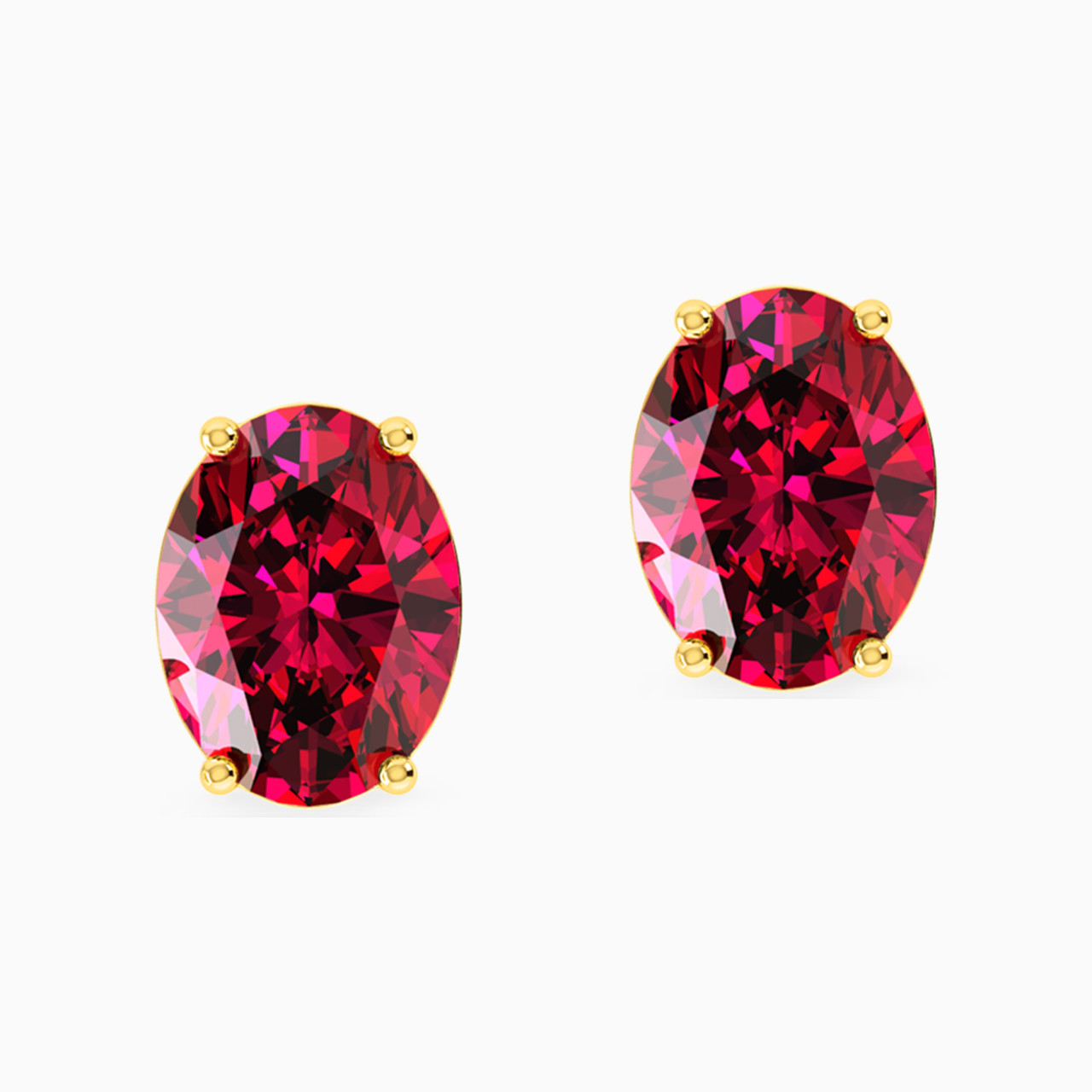 18K Gold Colored Stones Stud Earrings