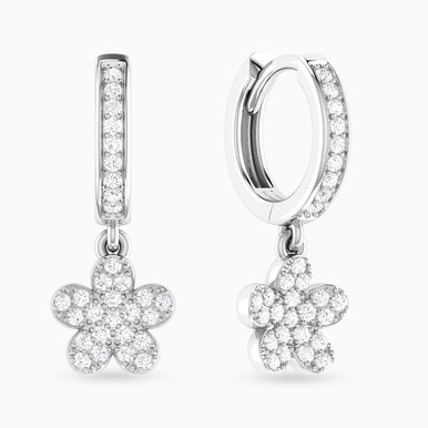 Flower Diamond Hoop Earrings In 18K Gold - HP400752W18DI1