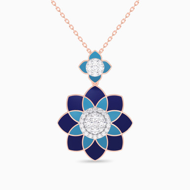 Enamel Coating & Diamond Necklace In 18K Gold - KP613772