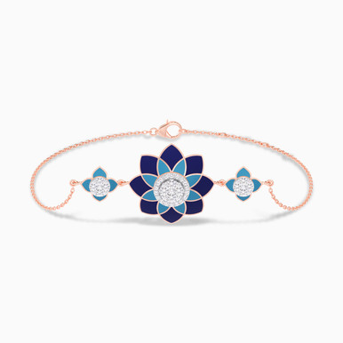 Enamel Coating & Diamond Chain Bracelet In 18K Gold - KB613772
