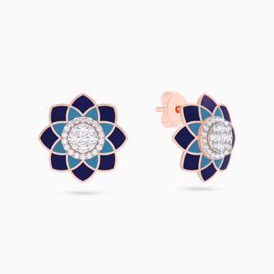 Enamel Coating & Diamond Earrings In 18K Gold - KE613772