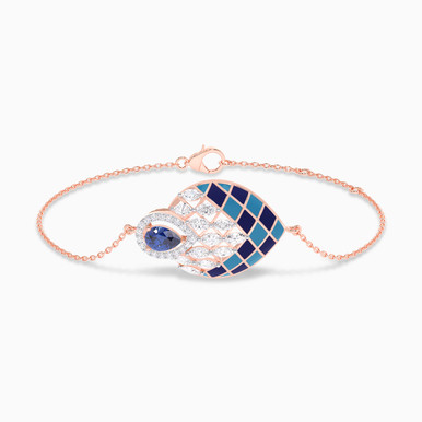 Enamel Coating & Diamond Chain Bracelet In 18K Gold - KB613769SB