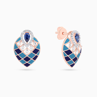 Enamel Coating & Diamond Earrings In 18K Gold - KE613769SB