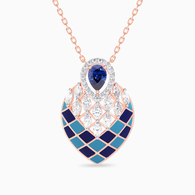 Enamel Coating & Diamond Necklace In 18K Gold - KP613769SB