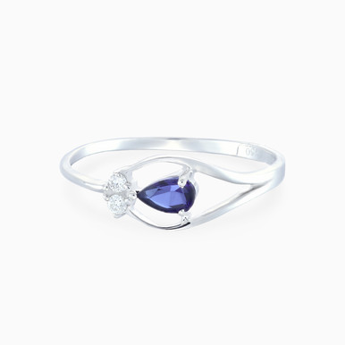 Diamonds & Blue Stone Ring in 18k Gold - LRG00117SB