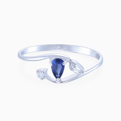 Diamonds & Blue Stone Ring in 18k Gold - LRG00120SB