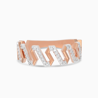 Zigzag Diamond Ring in 18K Gold - SAR05207