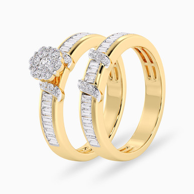 Flower Diamond Twin Rings in 18K Gold - R38792