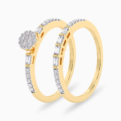 Flower Diamond Twin Rings in 18K Gold - R38790