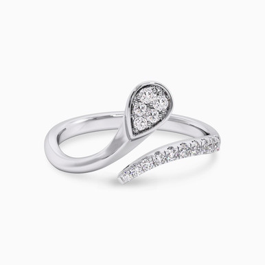 Pear Diamond Two Headed Ring in 18K Gold - KR606355