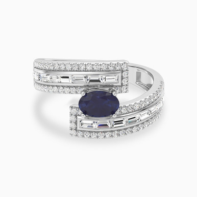 Blue Stone & Diamond Ring in 18K Gold - KR109041SB