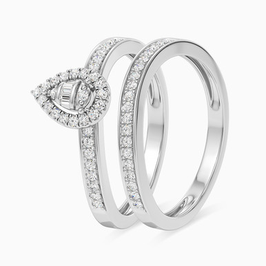 Pear Diamond Twin Rings in 18K Gold - KR106907