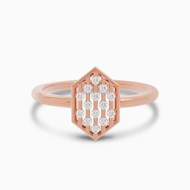 Hexagon Diamond Ring in 18K Gold - ASPR6208