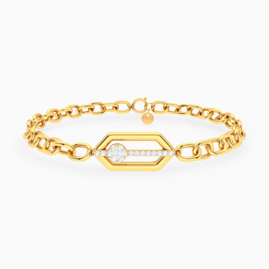 Hexagon Diamond Chain Bracelet In 18K Gold - 21047790001