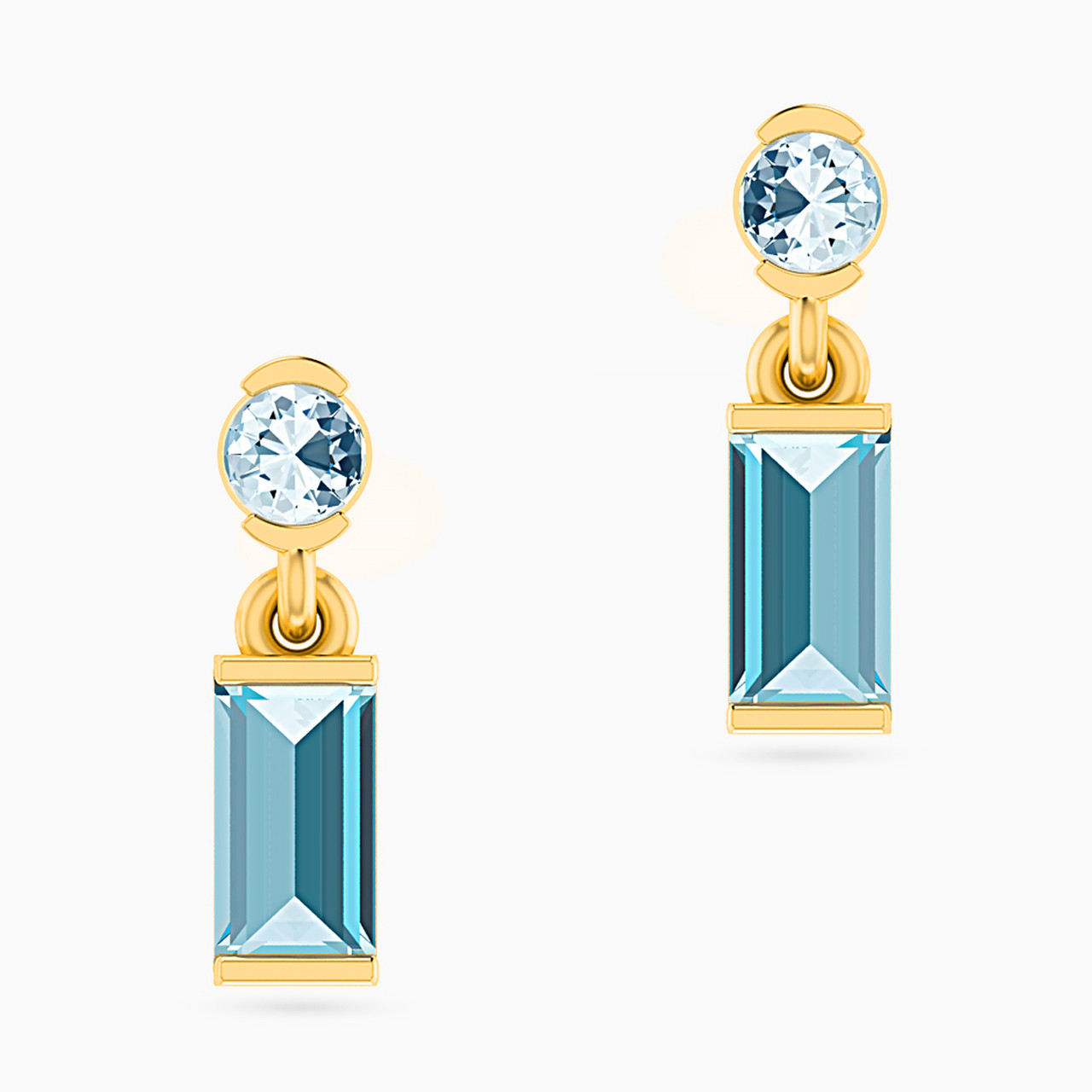 18K Gold Colored Stones Stud Earrings