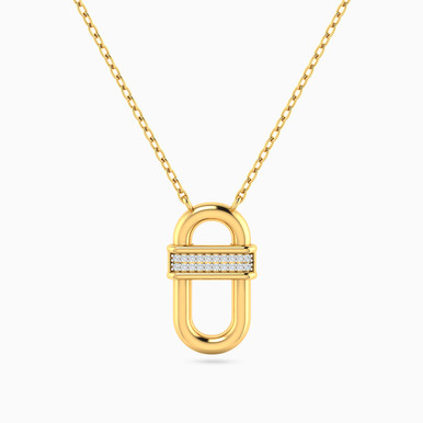 Oval Diamond Necklace In 18K Gold - 21046790005
