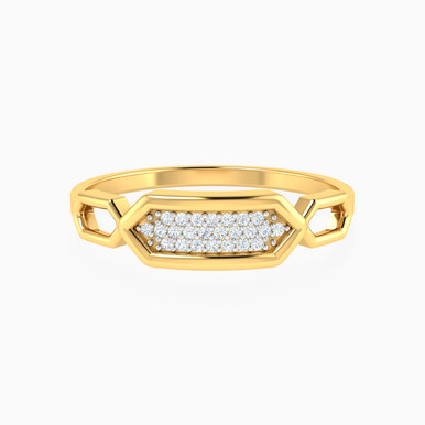 Hexagon Diamond Ring In 18K Gold - 21048790003