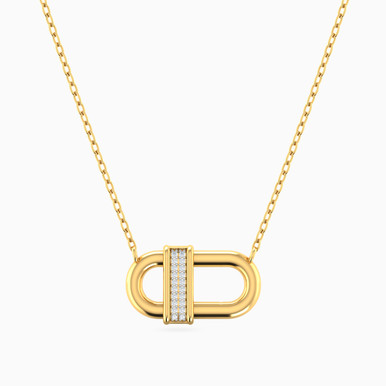 Oval Diamond Necklace In 18K Gold - 21046790004