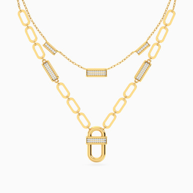 Oval Diamond Necklace In 18K Gold - 21046790003
