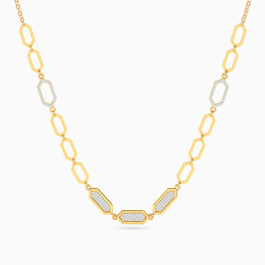 Hexagon Diamond Necklace In 18K Gold - 21046790007