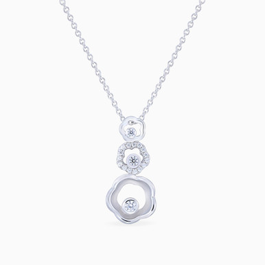 Flower Clear Stone Sterling Silver Necklace - GP13476A