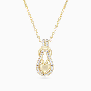 Heart Clear Stone Necklace in Yellow Gold Plating - GN14822A