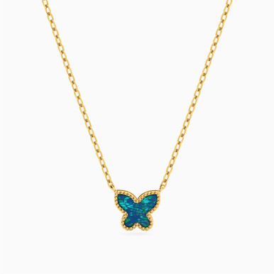 Kids Butterfly Blue Stone Necklace in 18K Gold - 21046110995