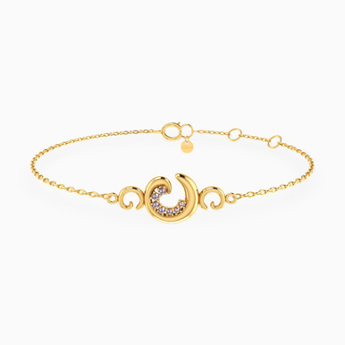 Spiral Purple Stone Chain Bracelet in 18K Gold - 21047130069